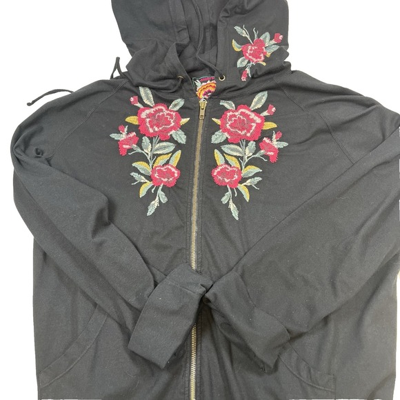 Johnny Was Black Hoodie with Pink Floral Design - Picture 2 of 13